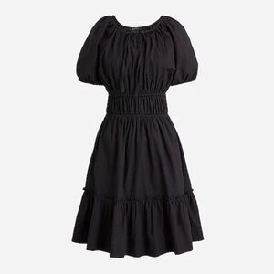 NWT J CREW CINCHED WAIST PUFF SLEEVE DRESS SIZE XXS IN BLACK